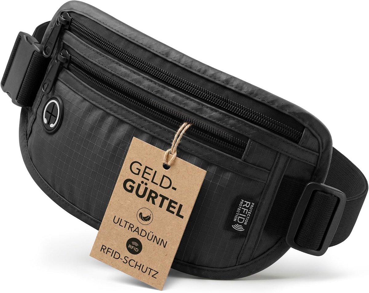 Heuptas voor dames en heren, met RFID-bescherming, anti-diefstal, waterafstotend, verstelbare riem, 44,5-79,5 cm, 2 - ShopVlot