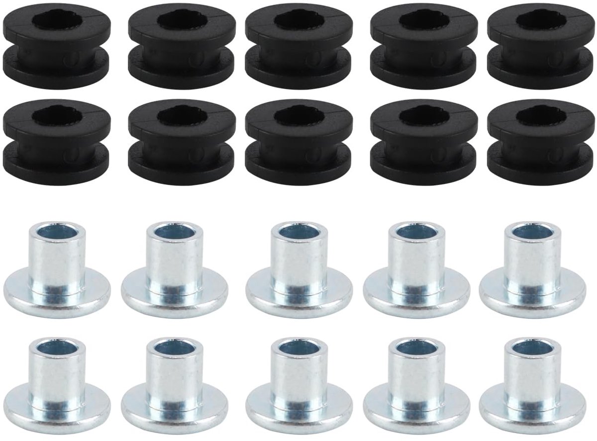 Set van 10 universële motorrubberdoppen, zwart en zilver, 6 mm bouten