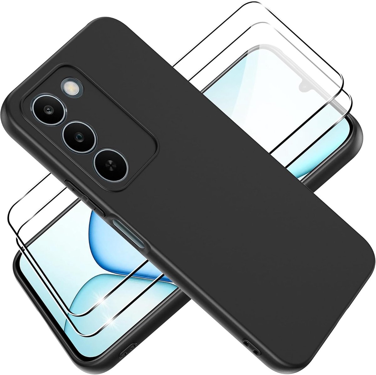 Tieeyivv Case for Realme C100 with 2 Pack for Tempered Glass Screen Protector Screen Protector Soft Matte Phone Case - ShopVlot