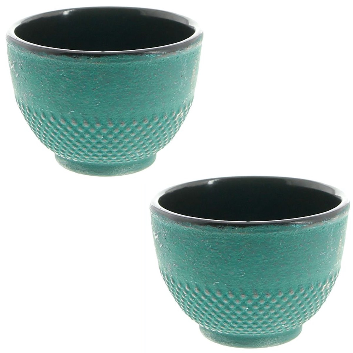Set van 2 gietijzeren theekopjes, 100 ml, voor warme en koude dranken