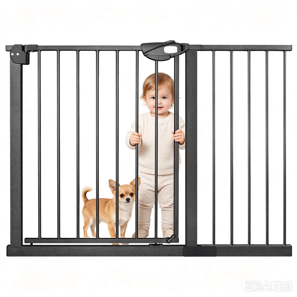 Froadp Deurbeveiligingshek Zonder Boren Traphek Trapbeveiligingshek Voor Kinderen Deurhek Auto-Close 180° Tweewegopening Babybeveiligingshek Voor Baby's En Kinderen, 105-115 Cm Breed Zwart