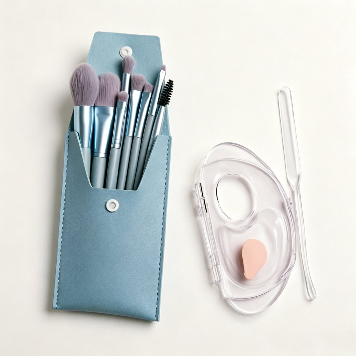 Namajunas - 3-in-1 make-up mengpalet - Inclusief een set make-up kwasten - Opvouwbaar - Met schraper en opbergvak - Multifunctioneel mengpalet voor kleurtesten - Voor professionele make-up artiesten
