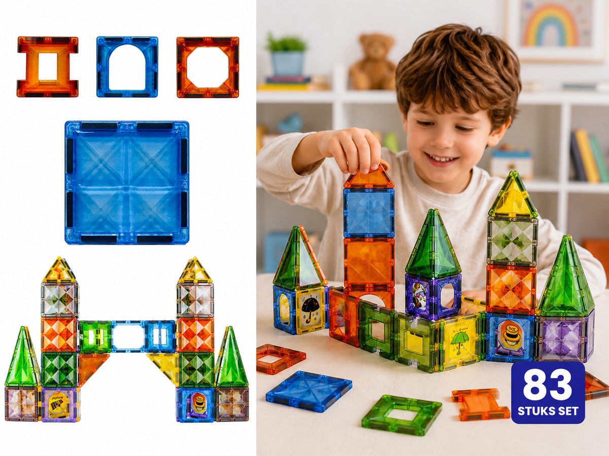 Magnetische Bouwstenen 83 Stuks – Magnetische Tegels Bouwset - Magnetic Tiles - Magneet speelgoed