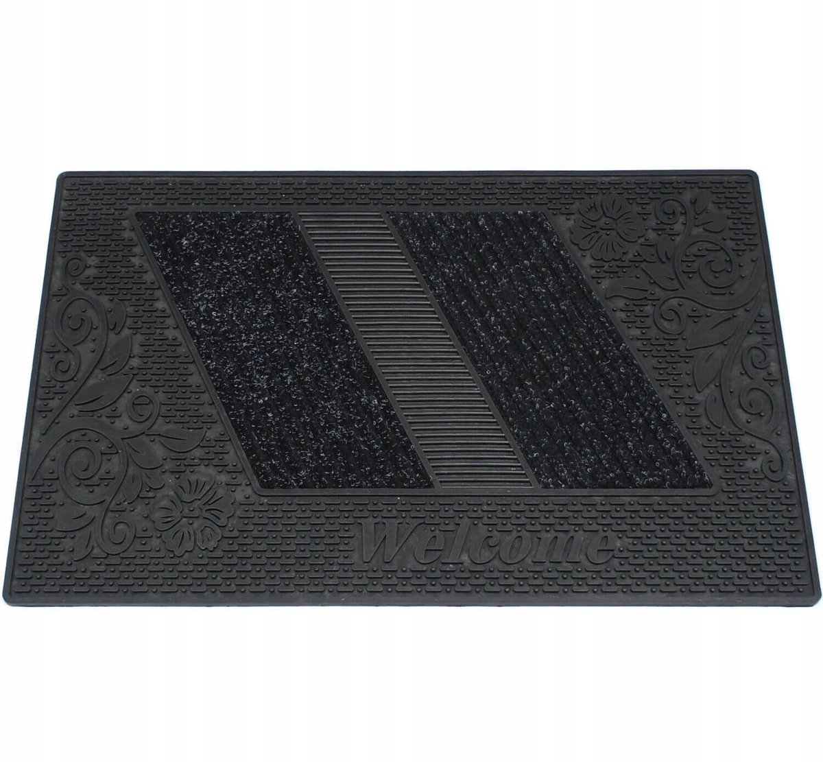 Zwarte rubberen deurmat 45x70 cm - Binnen en buiten