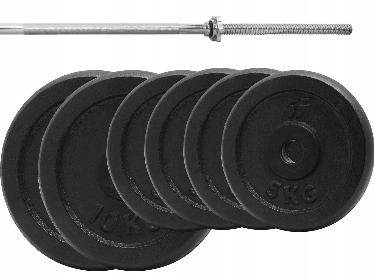 50kg Gietijzeren Halterset met 180cm Stang en 7 Schijven