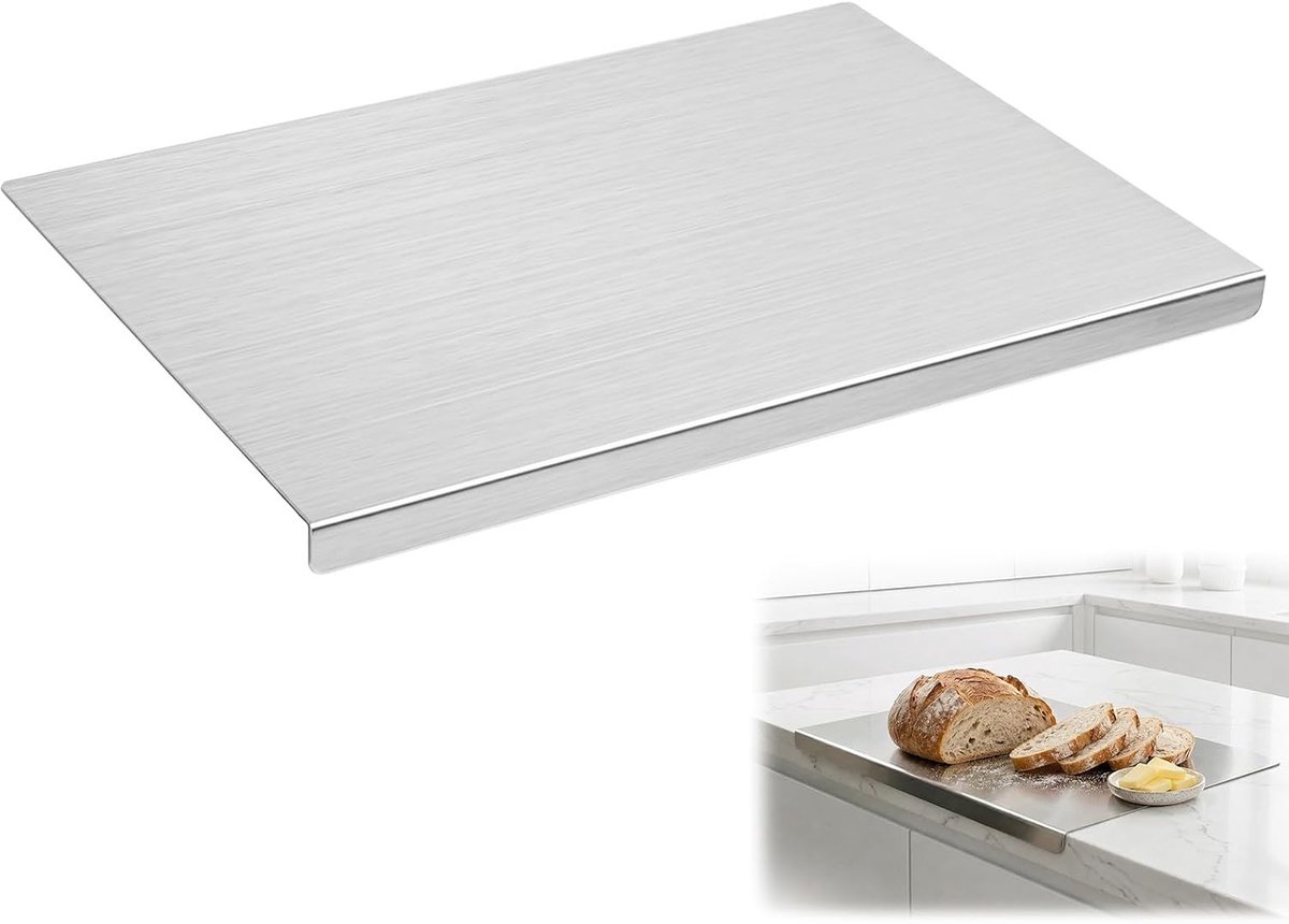Snijplank - RVS snijplank - 30 x 30 cm - Metalen snijplank - Kneedplank - Hygiënisch - Vaatwasserbestendig - Voor vlees, groenten en fruit Slaapzaal - Voor de keuken - Zilver