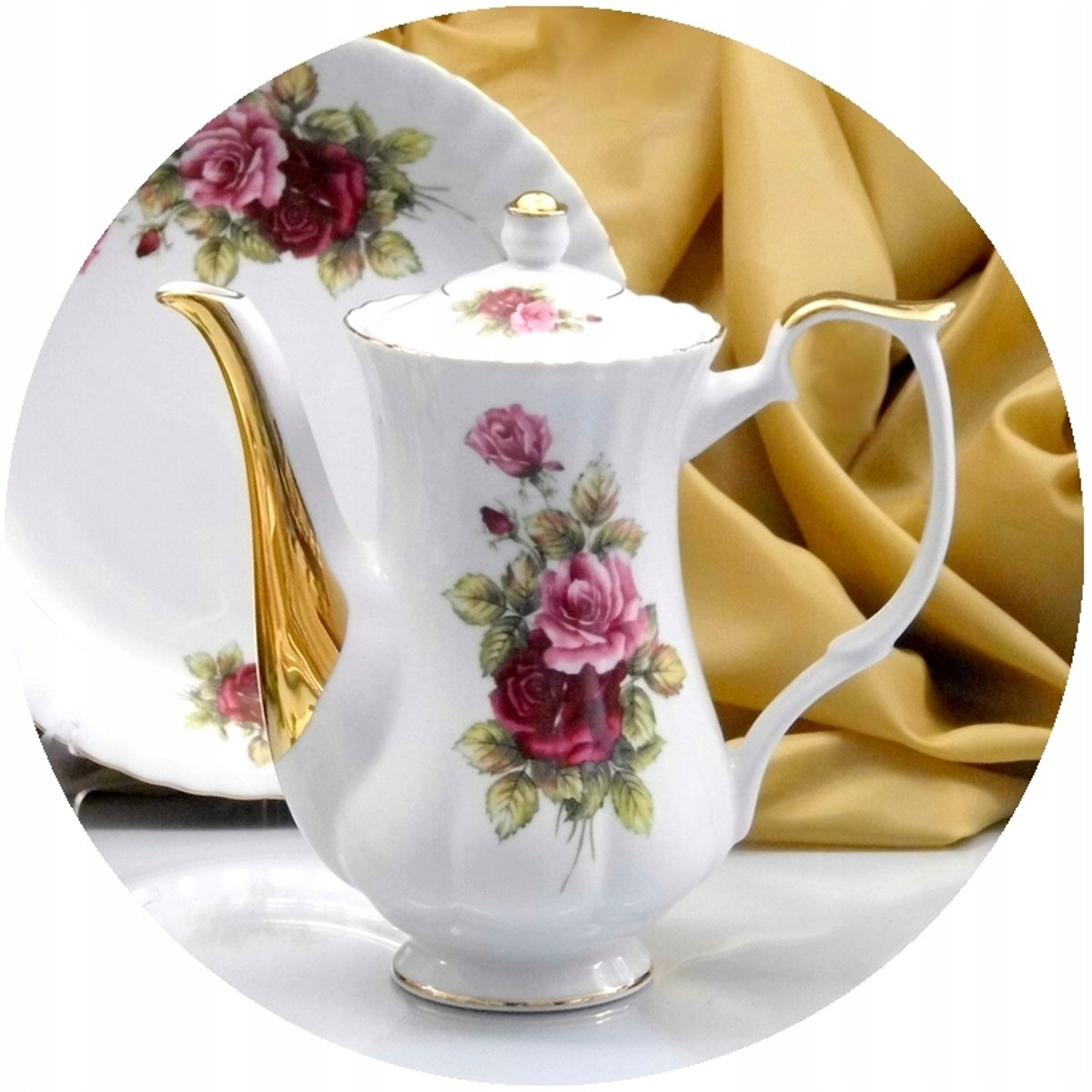 Porseleinen Theepot 1.2L - Elegant ontwerp, handgesigneerd