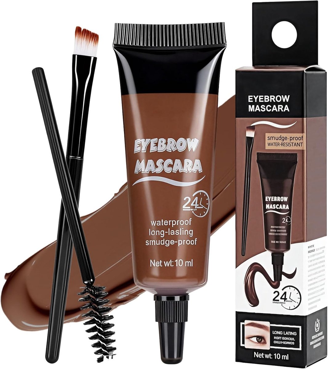 Waterbestendige wenkbrauwgel, langdurige wenkbrauwkleur, vloeibare getinte wenkbrauwgel, make-up met kwast - ShopVlot