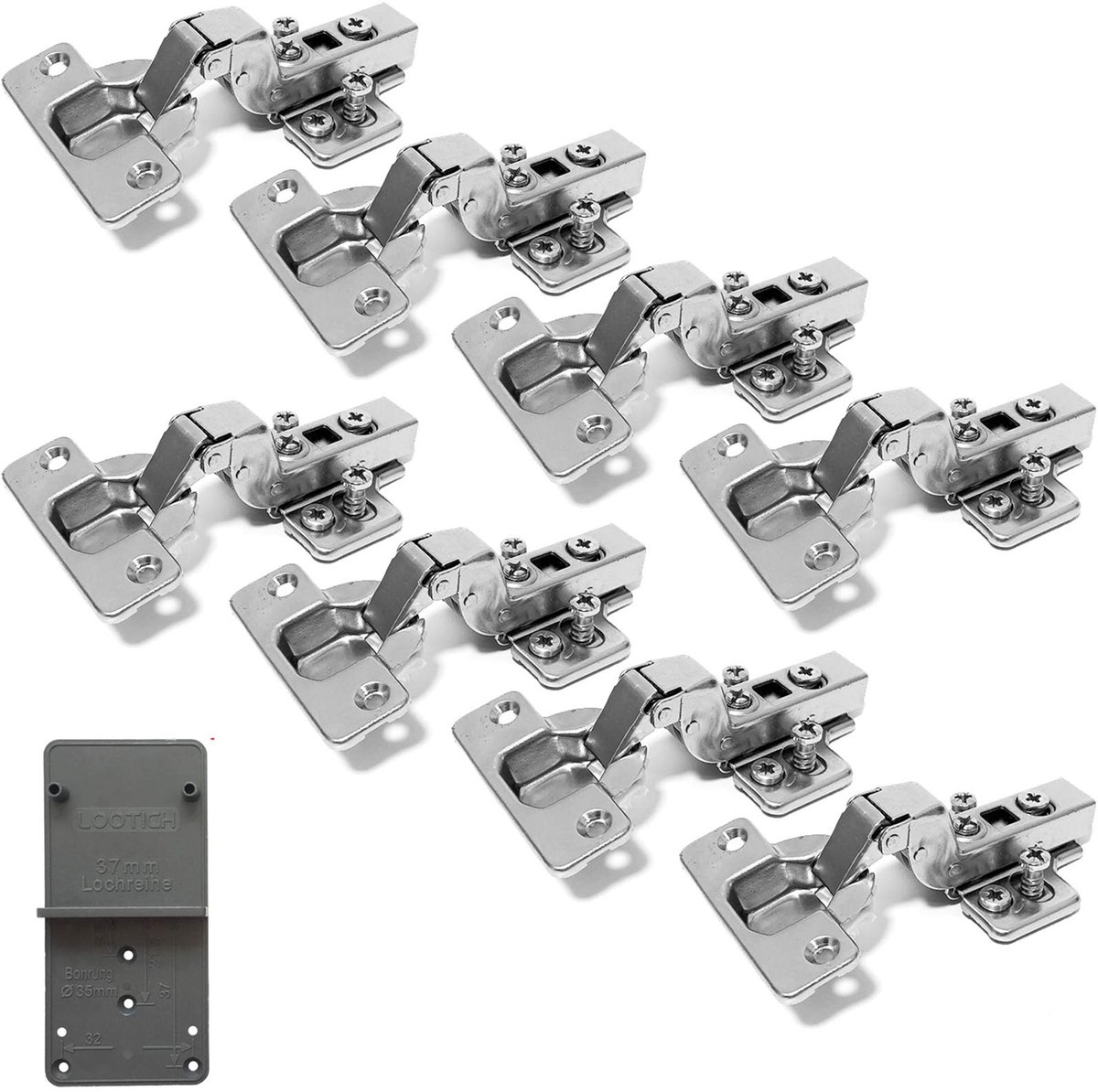 Famanu – 110° Binnenliggend 35mm zacht sluitende scharnieren met hydraulische demper voor keukenkastdeuren, geïntegreerde demping, set van 8 stuks
