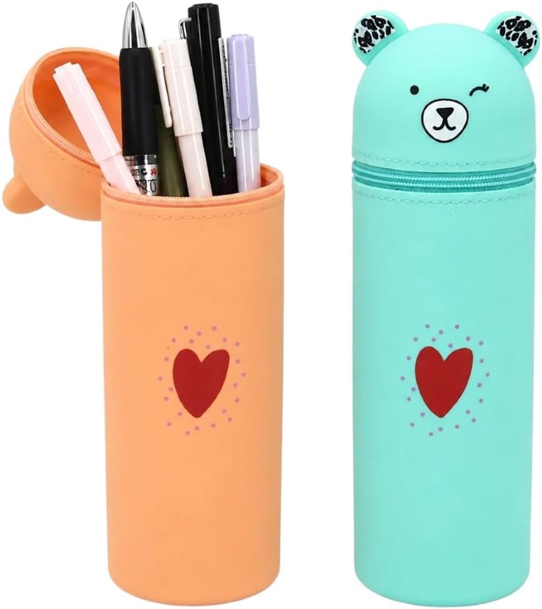 2 stuks dieren pennenhouder telescopisch etui 2-in-1 beer cartoon potloodhouder schattig etui schattig etui - ShopVlot