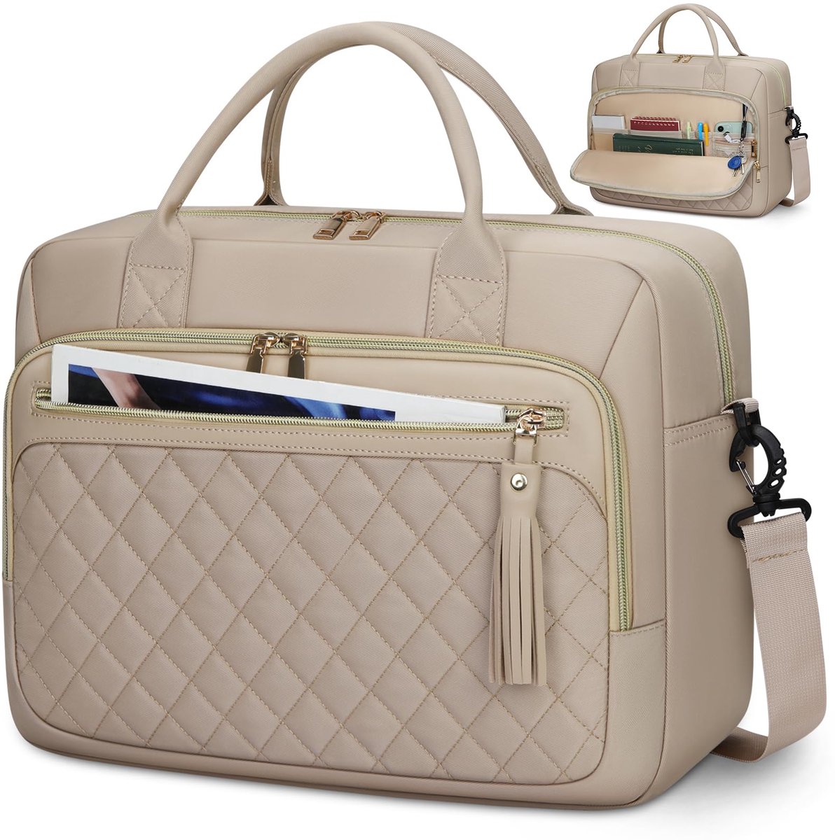Famanu – Laptoptas voor vrouwen, grote laptopcase en messenger bag voor 17,3 inch laptops, ideaal voor zakelijk gebruik, reizen en college