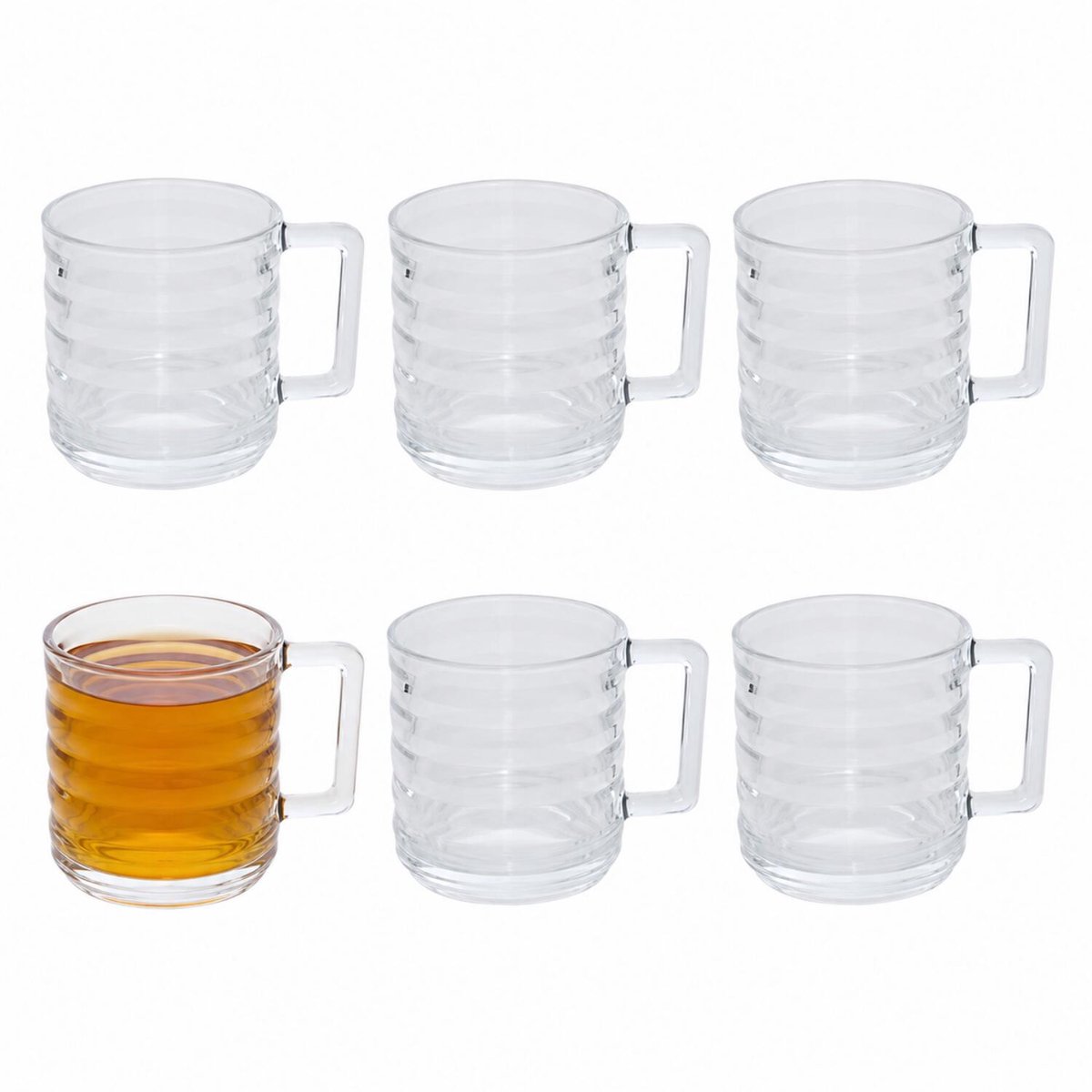 Secret de Gourmet Theeglazen / koffie glazen - model Delgado - transparant bewerkt helder glas - 6x stuks - 320 ml