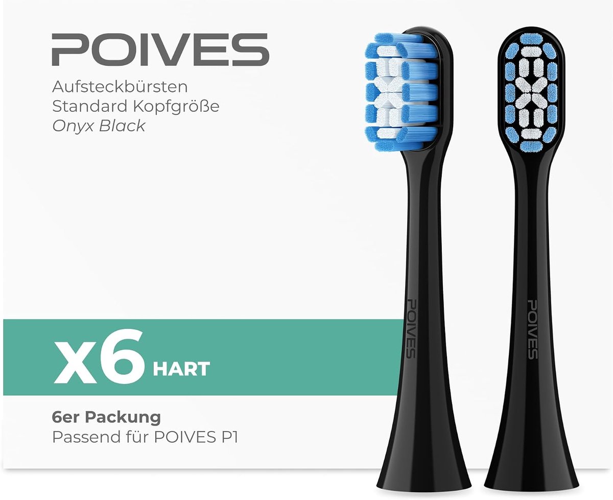 Harde borstelkoppen, geschikt voor POIVES P1 Pro, elektrische tandenborstel, harde borstelharen voor maximale - ShopVlot