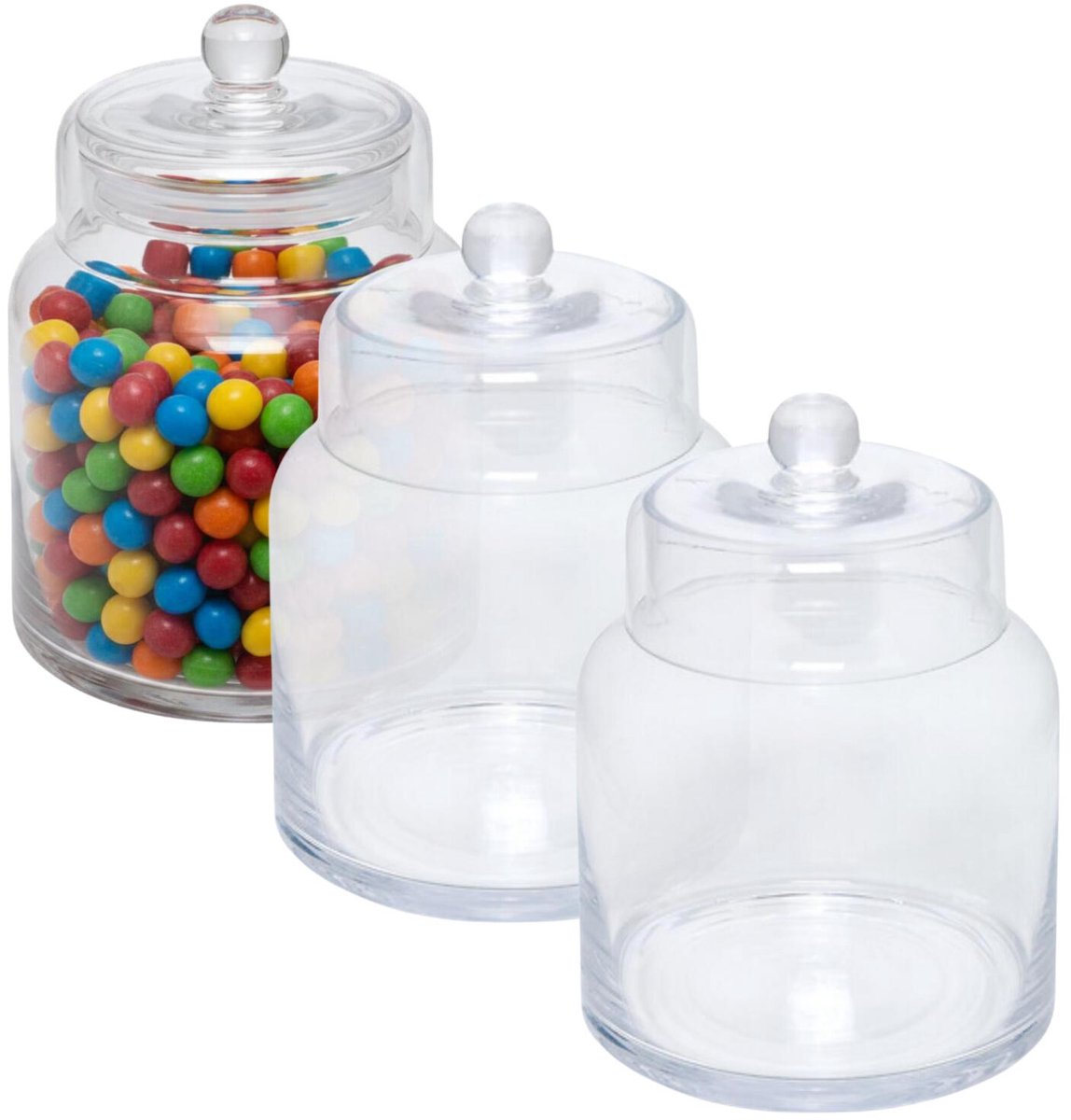 5Five luxe voorraadpot Candymaster - 3x - snoeppot - glas - met deksel - 1.2 liter - voorraadpot - bewaarpot - 13 x 17 cm