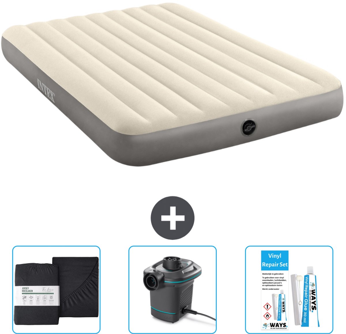 Intex Luchtbed - 2-Persoons - 152 x 203 x 25 cm - Beige - Inclusief Accessoires CB8