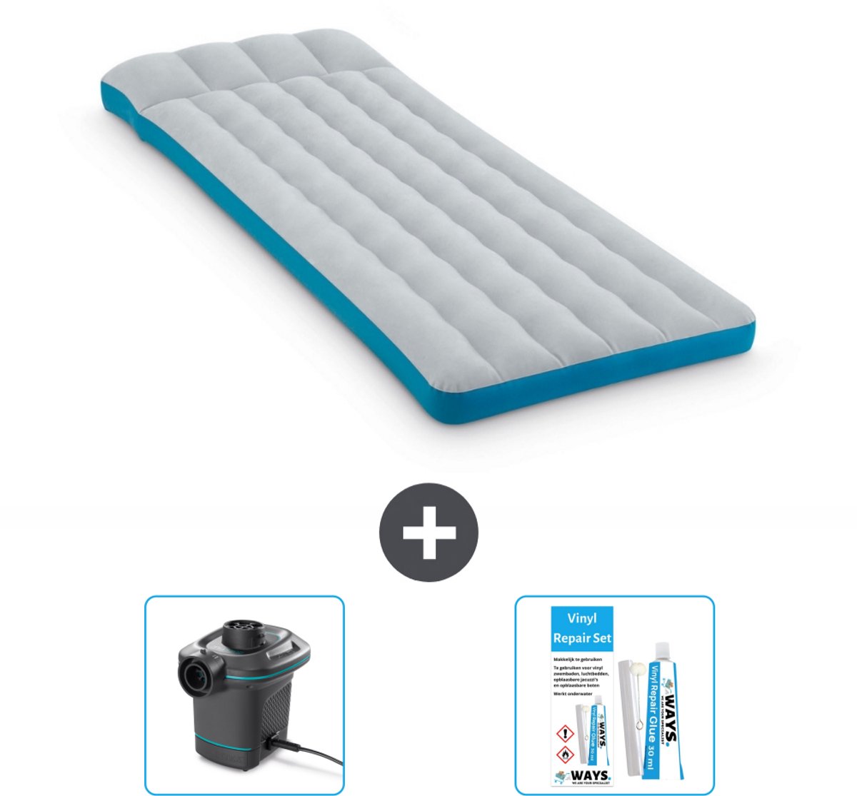 Intex Campingmat - Twijfelaar - 72 x 189 x 20 cm - Blauw - Inclusief Accessoires CB14