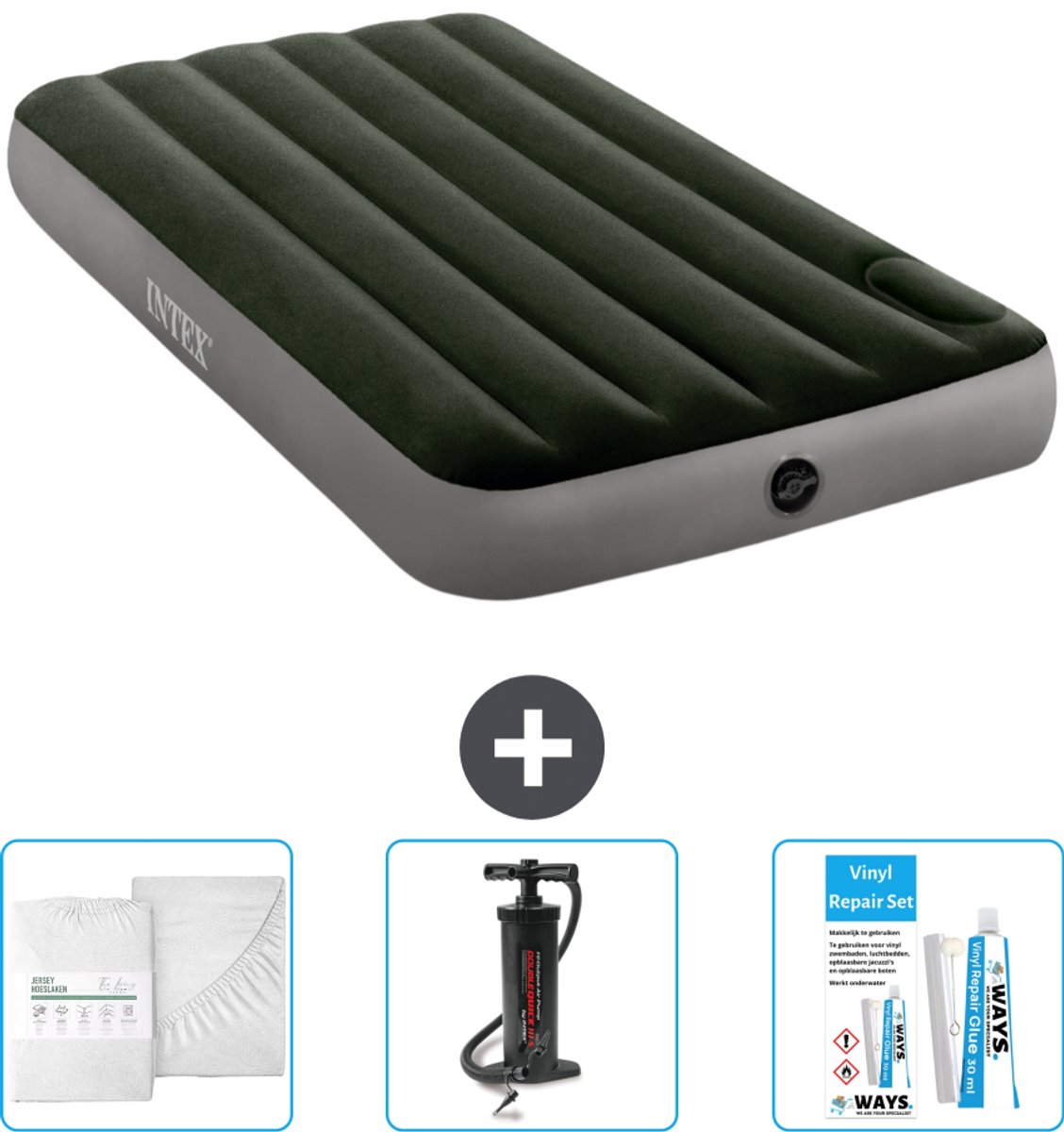 Intex Luchtbed - 1-Persoons - 99 x 191 x 25 cm - Groen - Accessoires CB3