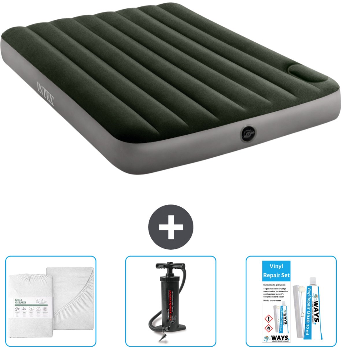 Intex Luchtbed - Twijfelaar - 137 x 191 x 25 cm - Groen - Accessoires CB3