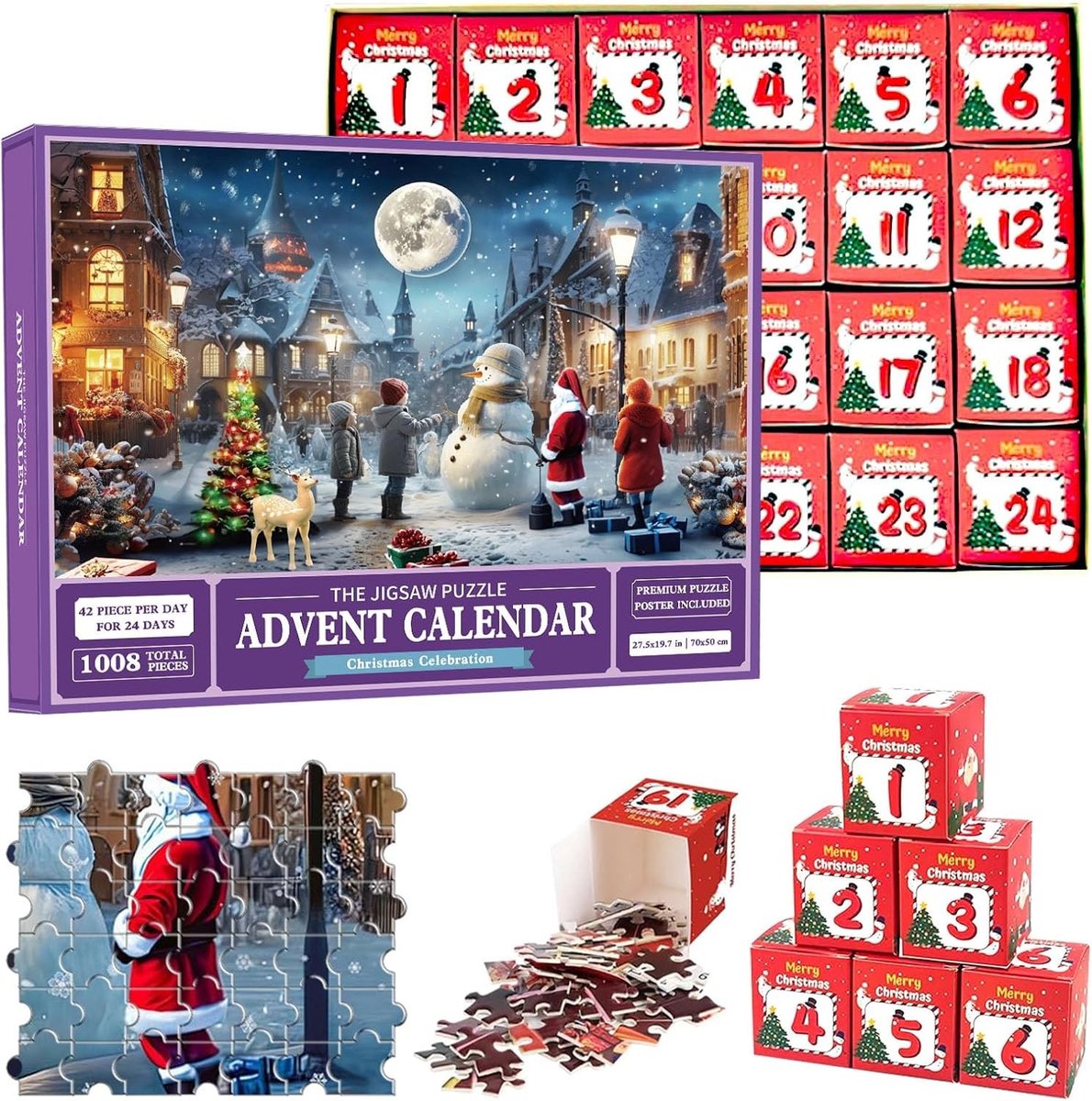 Adventskalender - Adventskalender - 1008 Stukjes - Gerecycled Karton - Voor Kinderen en Volwassenen