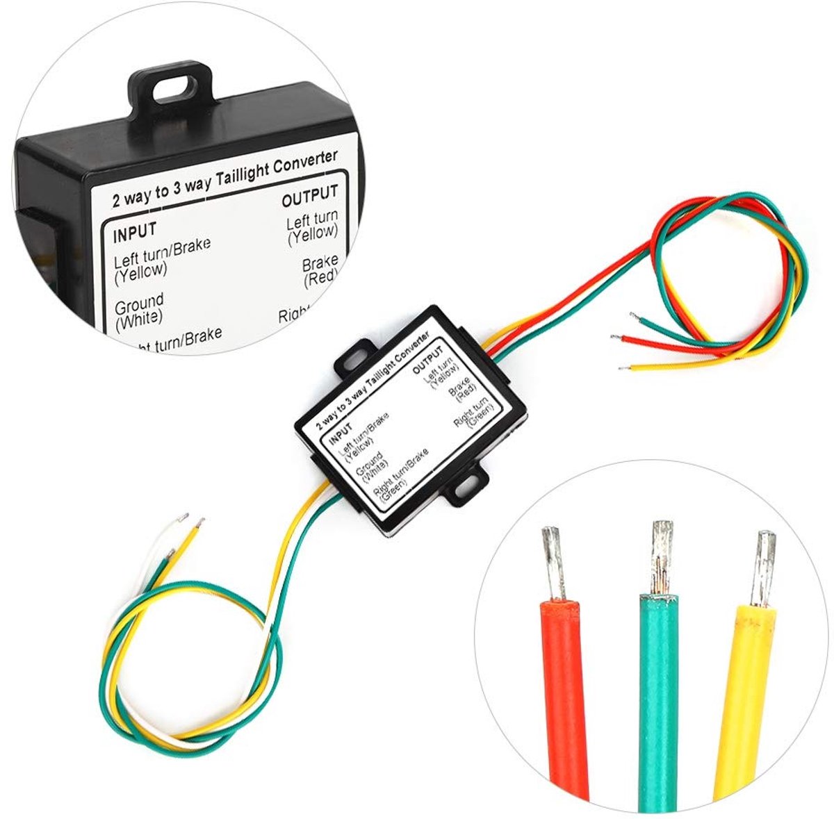 LED Compatible Powered 3 To 2 Wire Split-In Trailer Taillight Converter with 4-Wire Flat Extension 6-Wire System To - ShopVlot