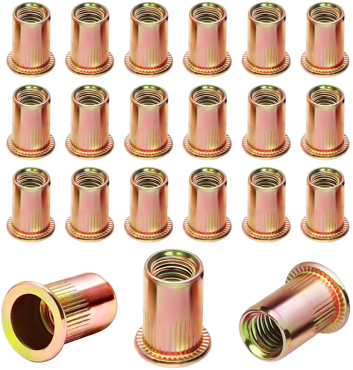 Riveting nuts, retractable nuts, M10, rivet nuts, 40 pieces, galvanized rivet nuts, carbon steel, round flat head - ShopVlot
