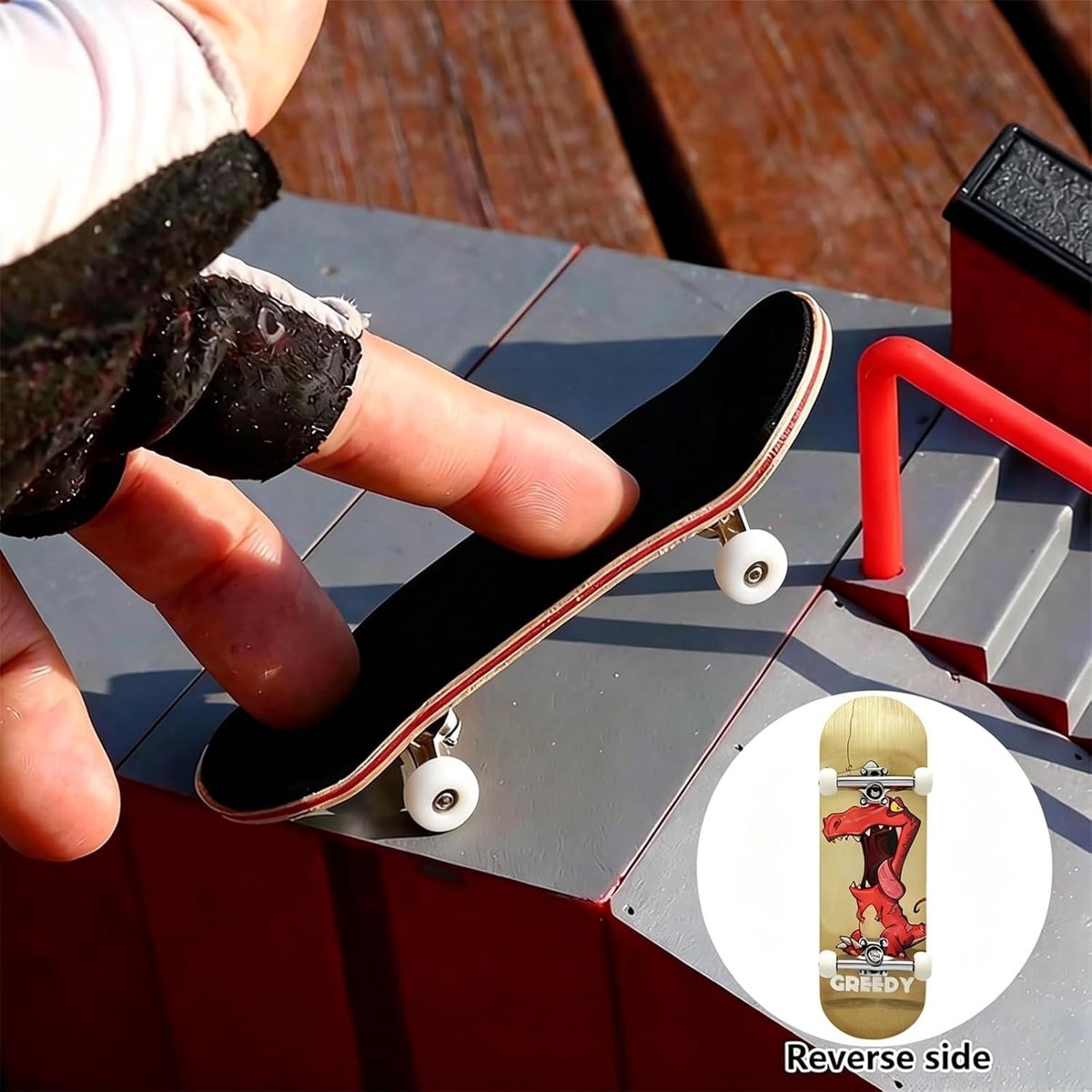 Mini Vingerskateboard - Gele Dinosaurus - 2,5 x 10 cm - Esdoornplaat met Kogellagers - Voor Skateboardliefhebbers vanaf 14 jaar