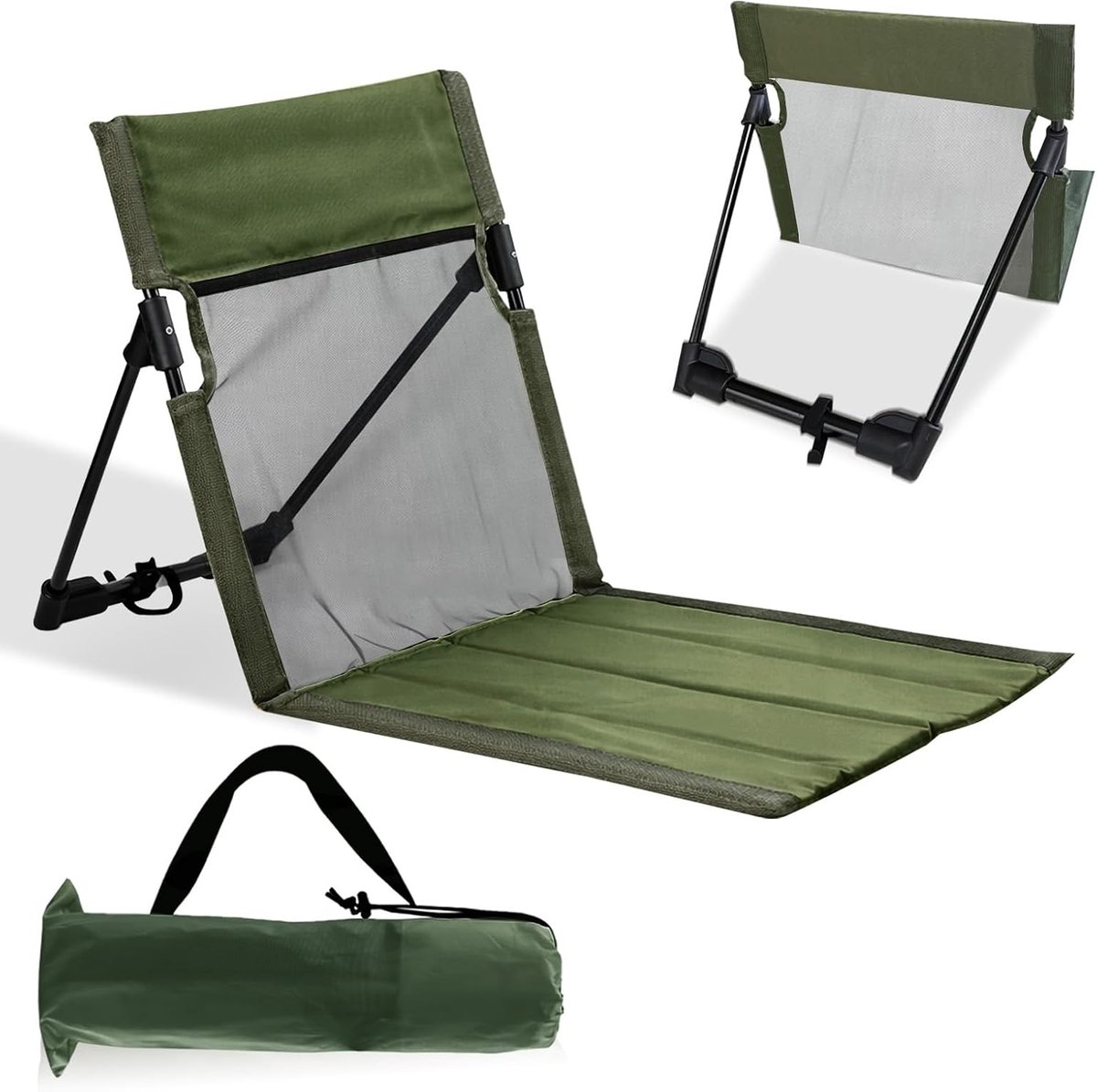 Floor Chair with Back Support, Beach Mat, Foldable, 600D Oxford Fabric, Beach Chair, Lightweight Floor Chair, Seat - ShopVlot