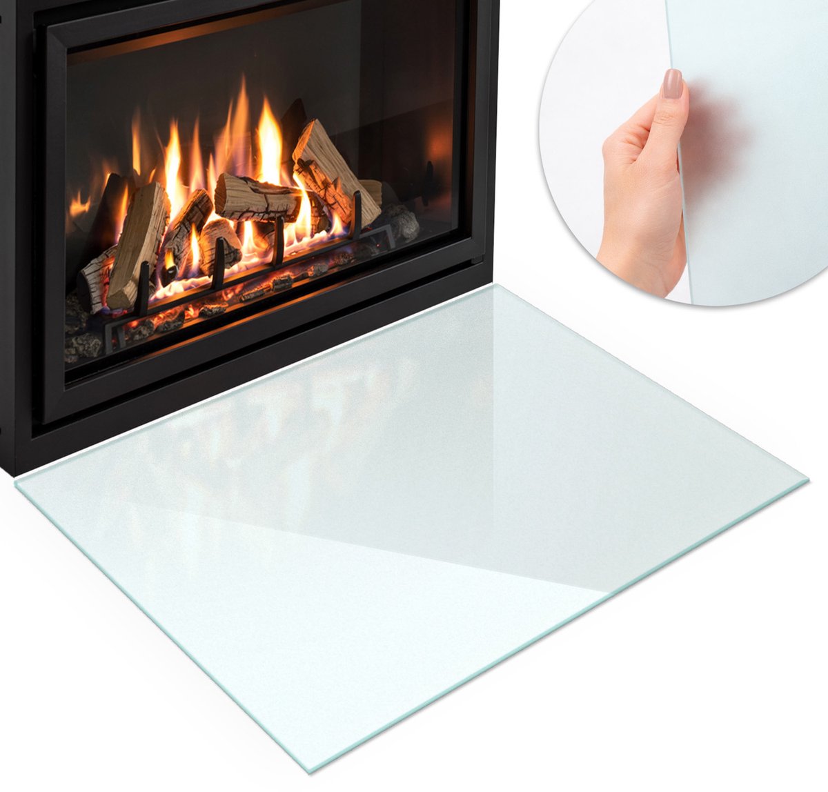 Wallfluent - Vloerplaat openhaard - 60x40cm - Halftransparant Rechthoek - Plaat voor onder houtkachel - Kachelvloerplaat
