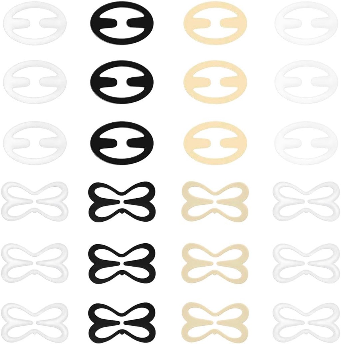 24 stuks beha-dragerclips, antislip beha-clips in 8 kleuren (ovaal en vlinder), van polycarbonaat, voorkomen het - ShopVlot