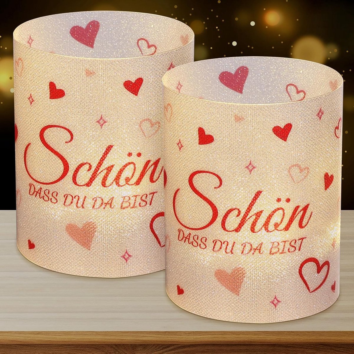 Naler 12 x Lanterns Table Decoration with "Ich dass du da bist für Geburtstag" Christening Communion (Pink) - ShopVlot