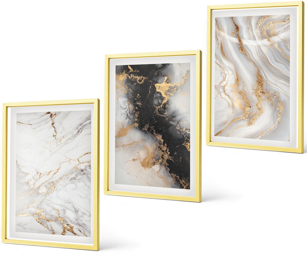 Coloray 3-Delige Schilderij Set - Portretten Van Paarden In Verschillende Vachtkleuren - 40 x 40 cm En 40 x 60 cm - Decoratieve Schilderijen - Wanddecoratie - Hal - Muurdecoratie