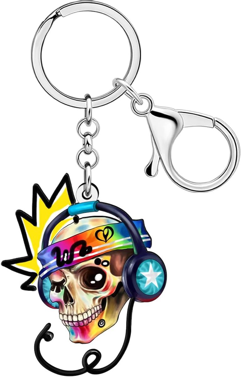 DOWAY Acrylic Cool Skull Keychain Accessories Punk Rock Music Gifts For Music Lovers Singers Women Men Backpack Bag - ShopVlot