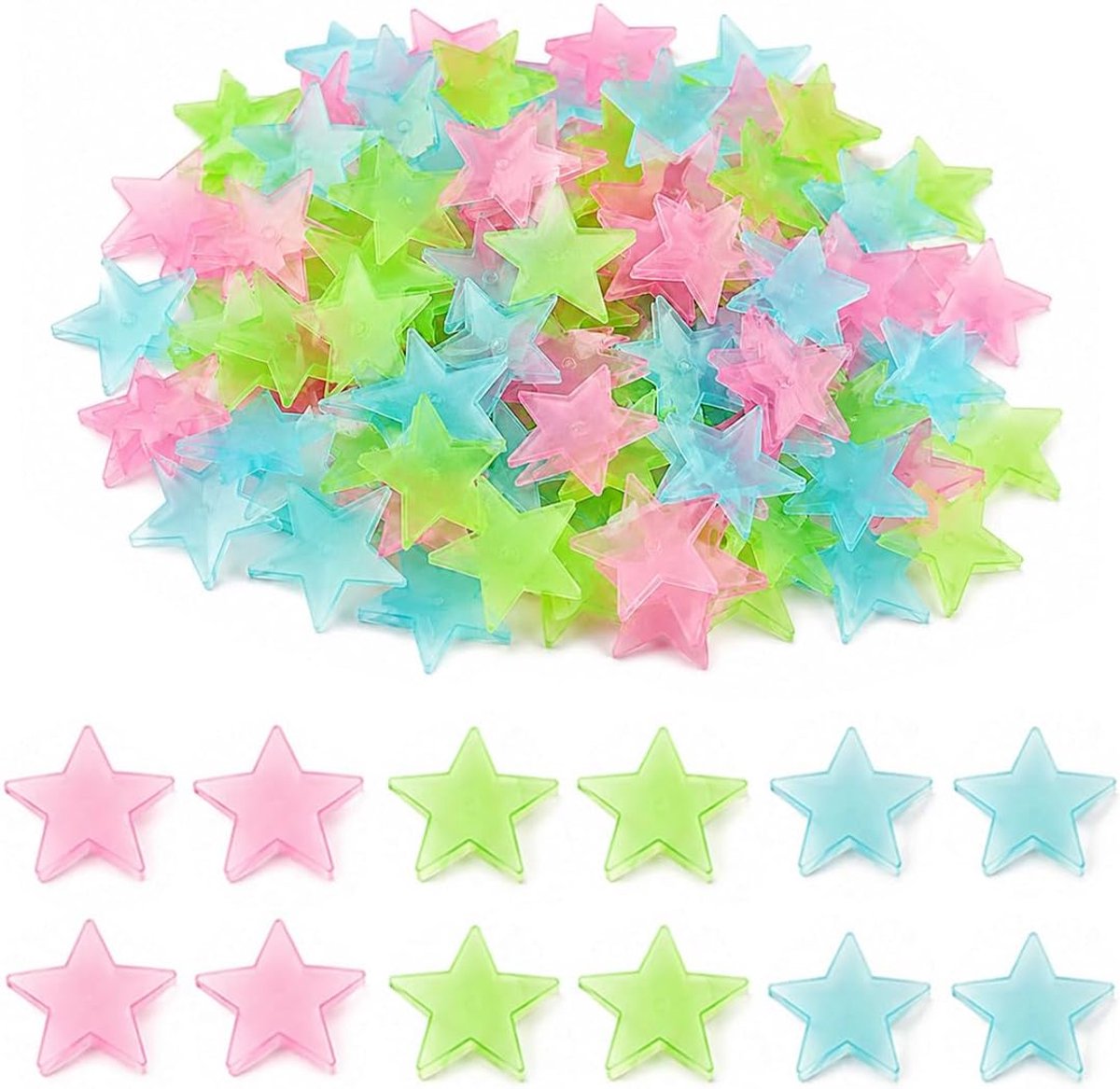 300 stuks lichtgevende sterren voor kinderkamer, zelfklevende 3D-stickers, lichten in het donker, decoratie voor - ShopVlot