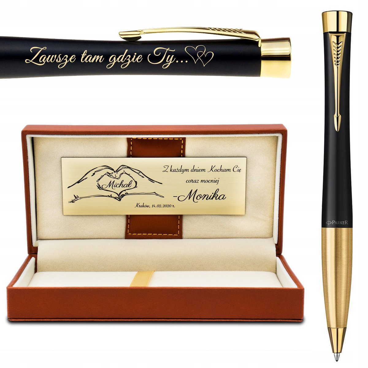 Parker Urban GT Zwarte Pen met Gravure en Lederen Doos