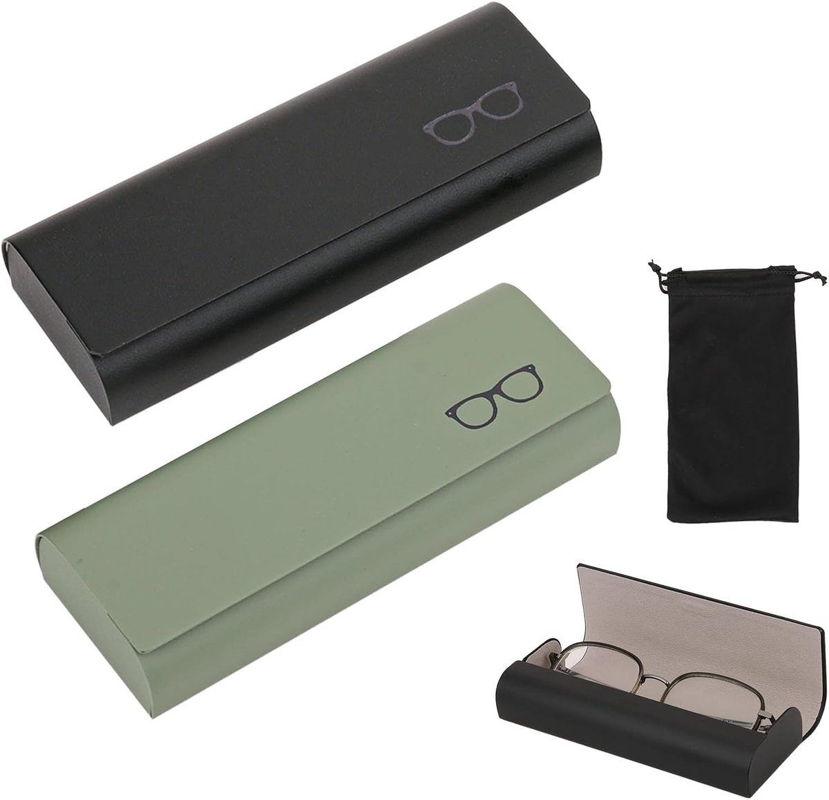 Glasses Case Hardcase, 3pcs Sunglasses Pouch Leather With Glasses Case Eyewear Case Ladies, Glasses Case Hard Glasses - ShopVlot