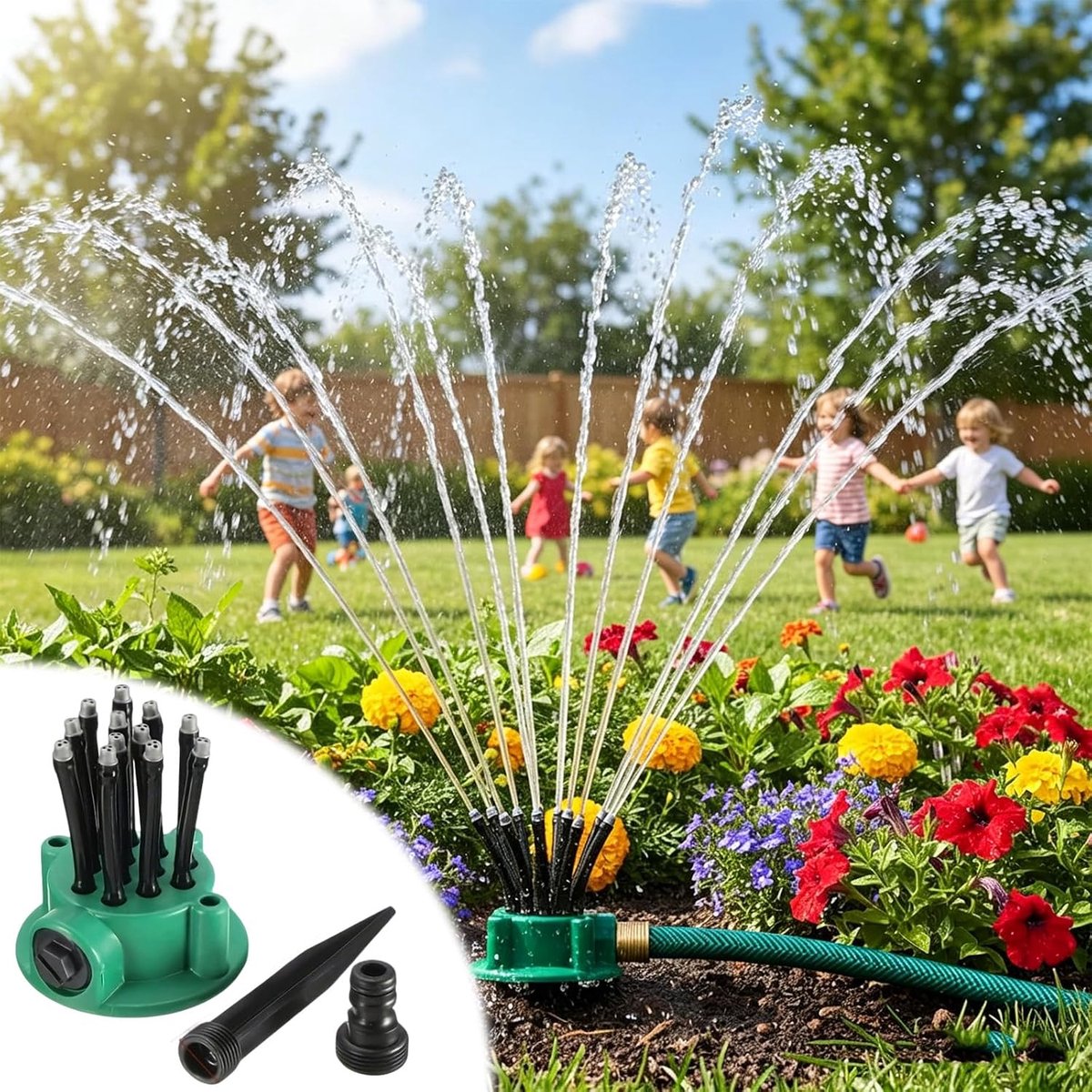 Ulisem - Tuinsproeier - 360° Roterende Gazonsproeier - Automatische Sproeier - 12 Flexibele Sproeiers - Voor Tuin Gazon Kinderen en Huisdieren