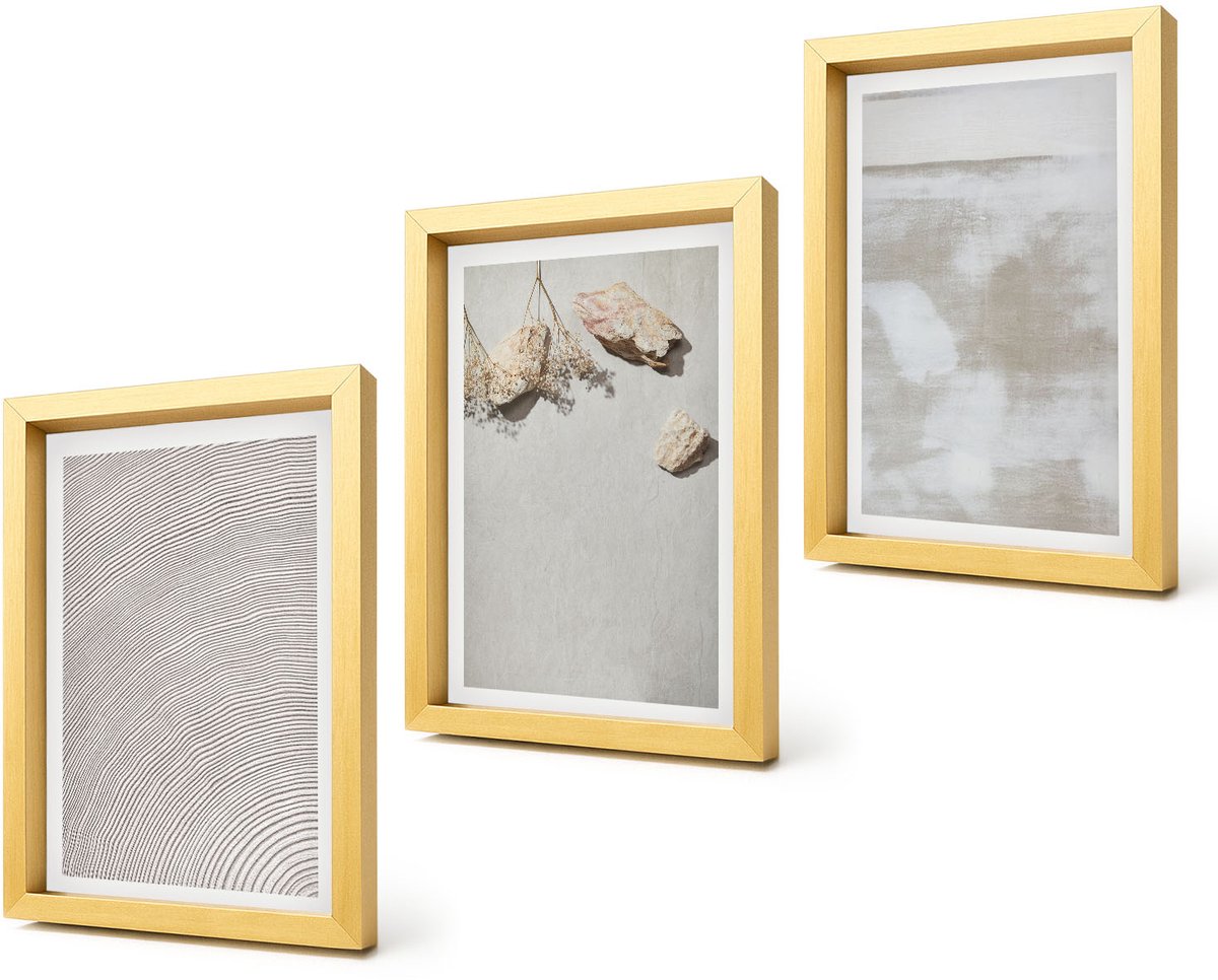 Coloray 4-Delige Schilderij Set - Zandstenen en een verweerde textuur in boho-stijl - 20 x 30 cm - Stijlvolle Muurdecoratie - Kantoor - Interieur Decoratie