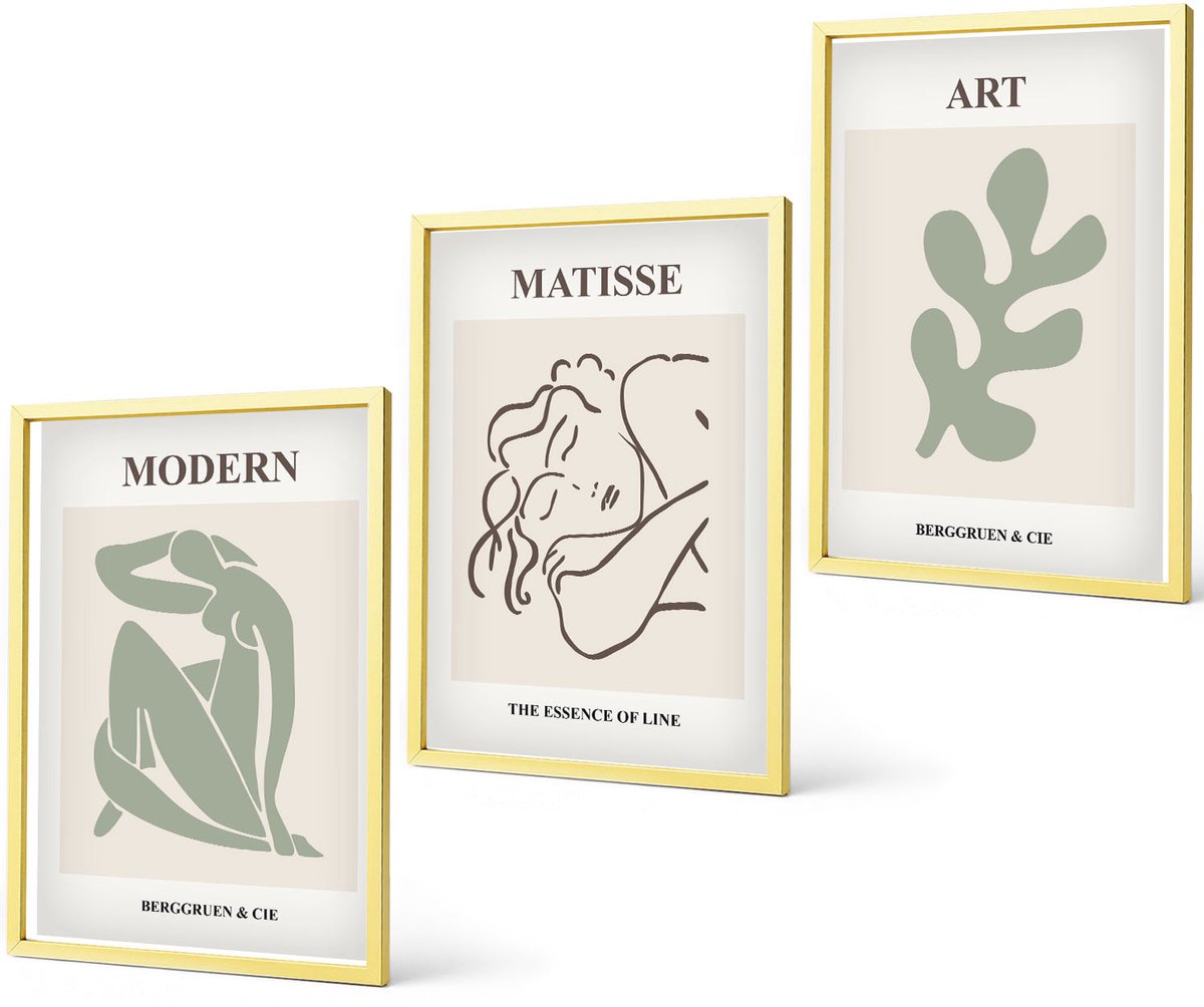 Coloray 3-Delige Schilderij Set - Olijfbloemen En Rustieke Cocktails - 40 x 40 cm En 40 x 60 cm - Moderne Wanddecoratie - Woonkamer