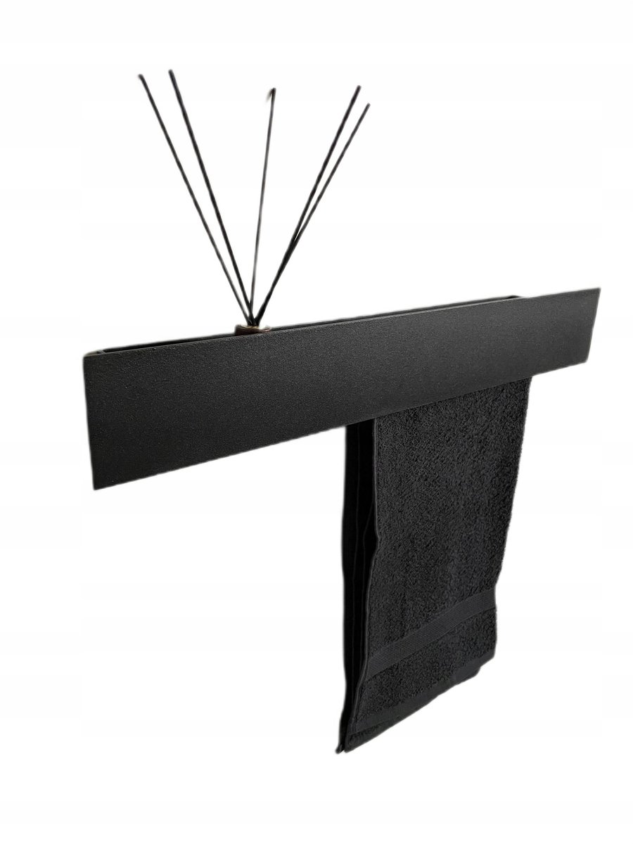 Zwarte Aluminium Handdoekrek met Plank - 60cm