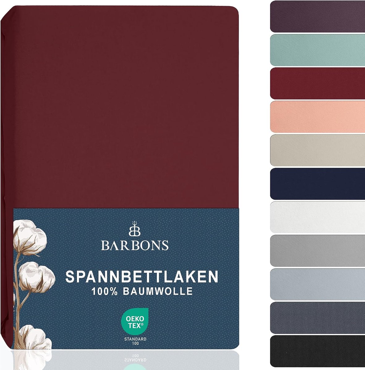 BARBONS Fitted Sheet 90x200 cm 100% Cotton - Bed Sheets, Sheet, Oeko-Tex Certified, Jersey for Boxspring and Mattress - ShopVlot