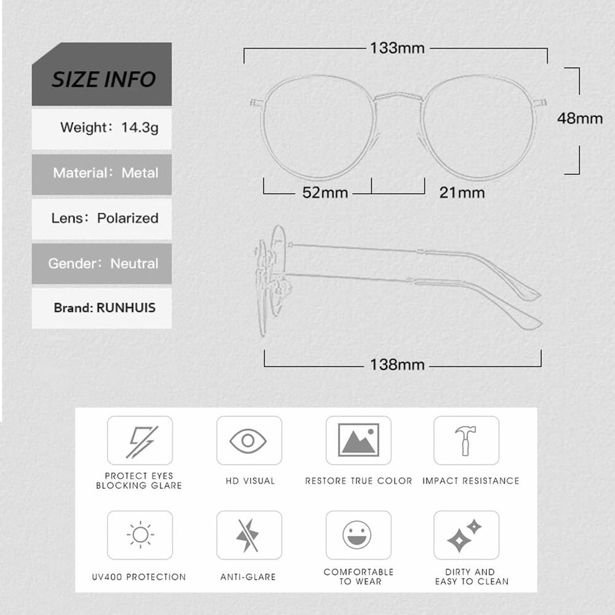 Small Round Polarized Sunglasses Women Men Vintage Super Light Metal Frame Glasses Retro Fashion Glasses for Driving - ShopVlot