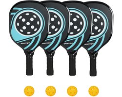 SPORTNOW Pickleball Paddles Set - Populierenhout - 40x20x3cm - Blauw, Zwart