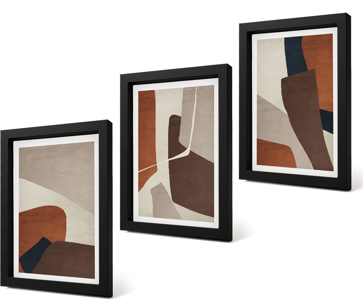 Coloray 4-Delige Schilderij Set - Abstractie van vormen en structuren in een moderne stijl - 20 x 30 cm - Decoratieve Schilderijen - Woonkamer - Interieur - Moderne Wanddecoratie