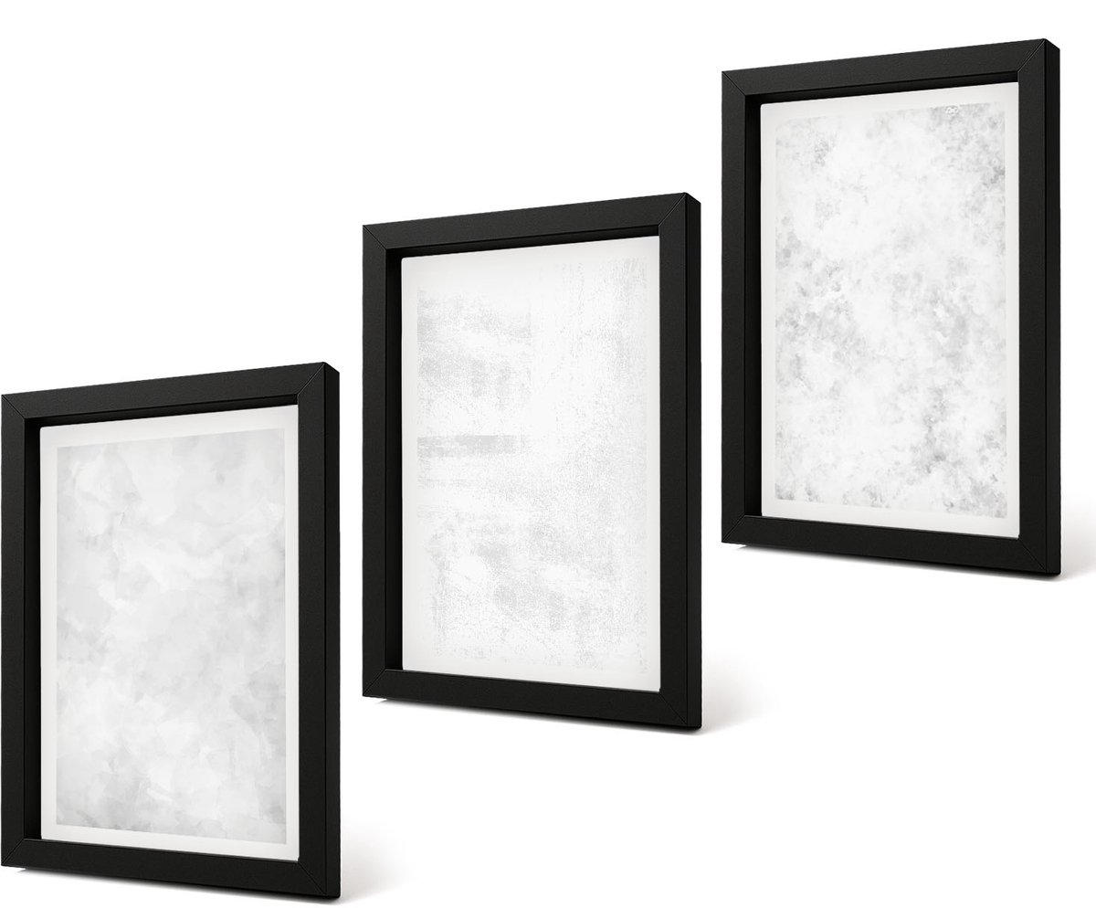 Coloray 4-Delige Schilderij Set - Witte vlekken op een minimalistische canvasachtergrond - 20 x 30 cm - Decoratieve Schilderijen - Wanddecoratie - Hal - Stijlvolle Muurdecoratie