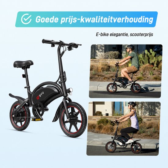 DYU D3S-250W 36V10AH batterij-Opvouwbaar-Lichtgewicht elektrische stadsfietsen-25KM/H-14-inch banden-Klein en draagbaar fiets van DYU — afbeelding 3
