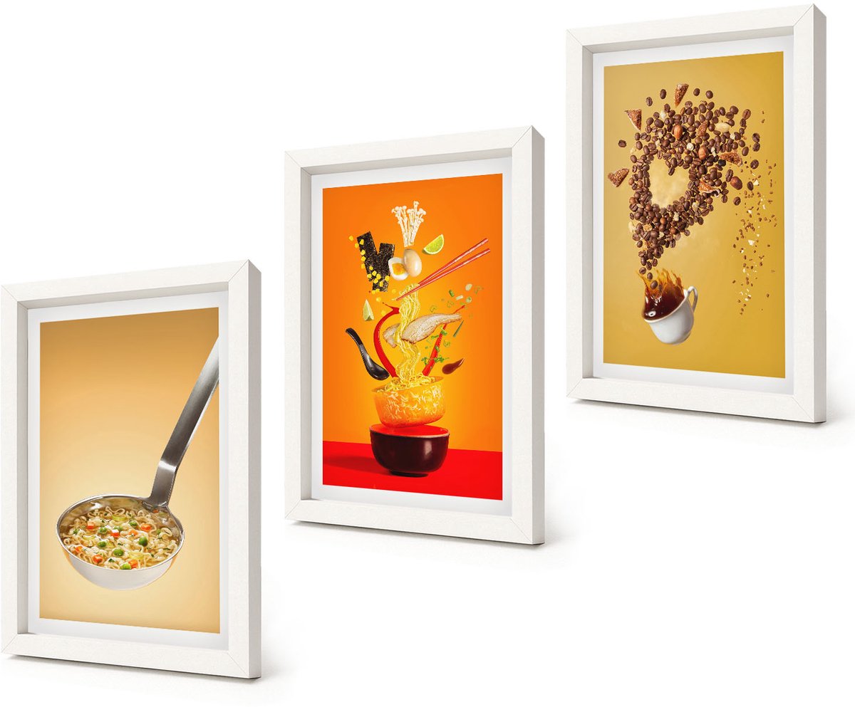 Coloray 3-Delige Schilderij Set - Keuken, eten en drinken thema's - 20x30 - Wanddecoratie - Muurdecoratie - Moderne Interieurdecoratie - Interieur Decoratie