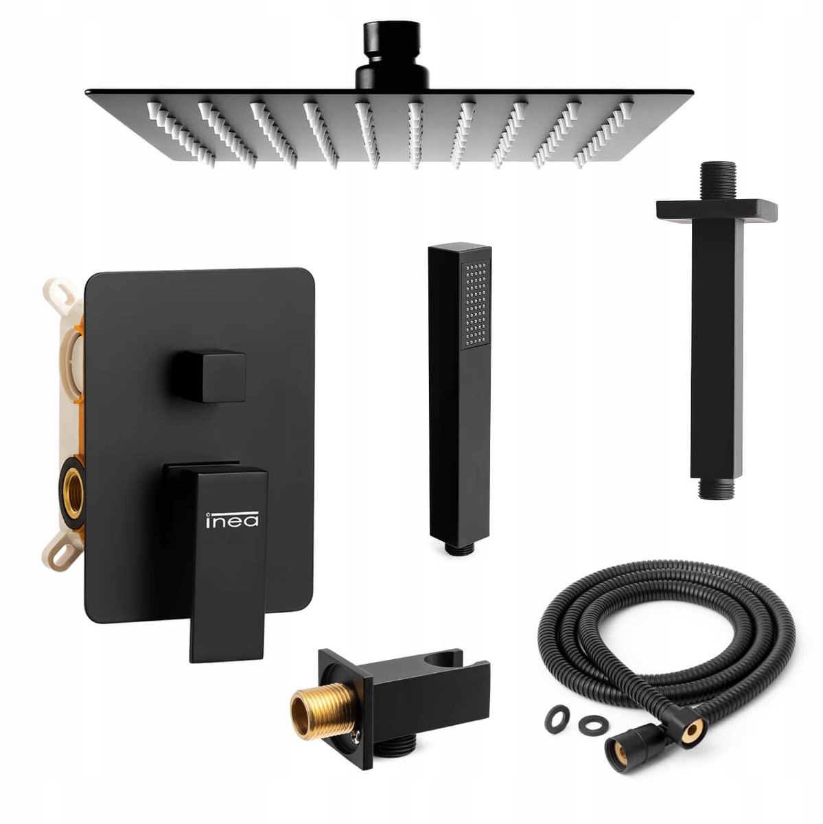 Inbouw Doucheset Mat Zwart met Plafond Regendouche