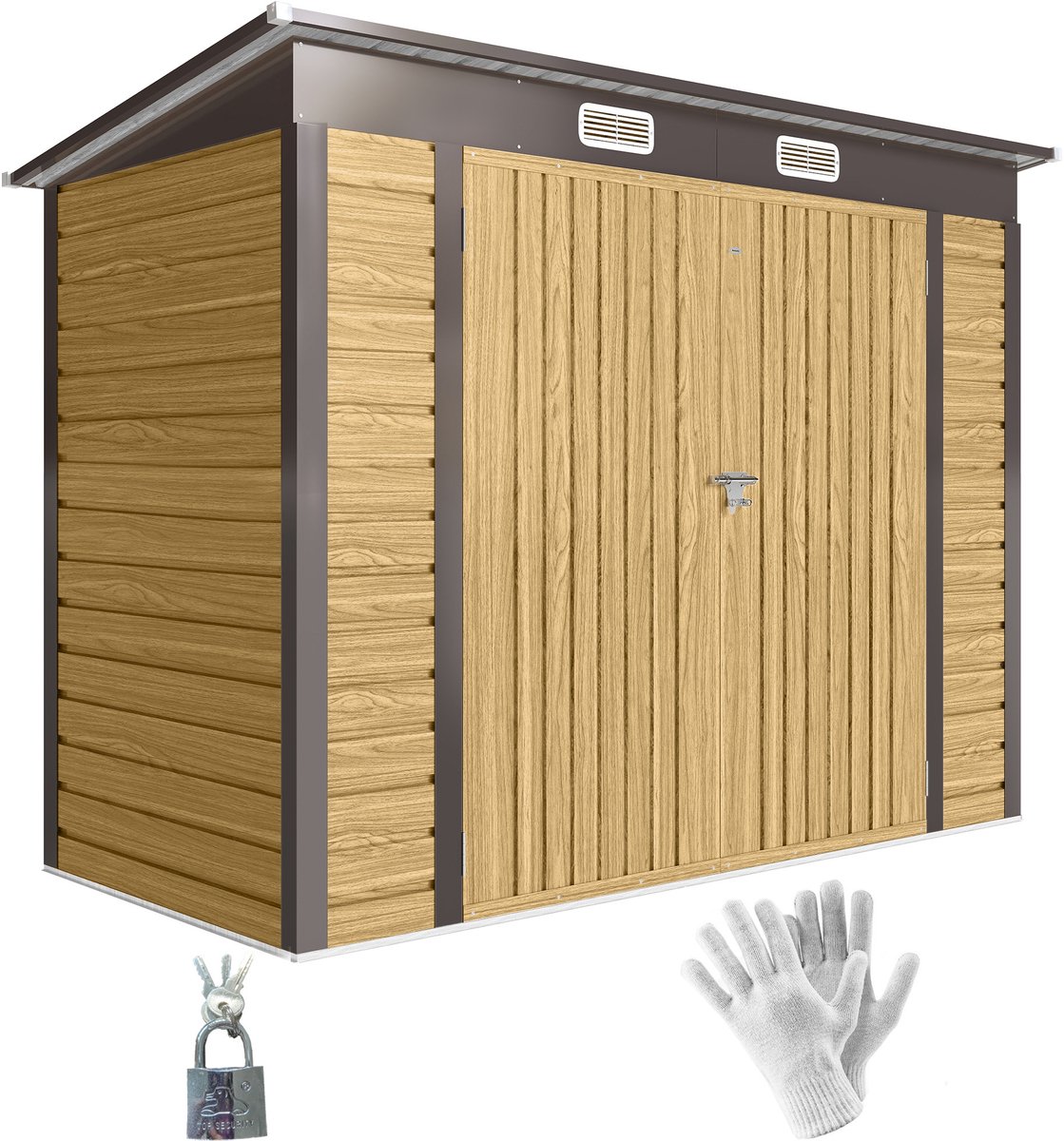 Outsunny Tuinberging - Gegalvaniseerd staal - 249x121x183cm - Eikenhout