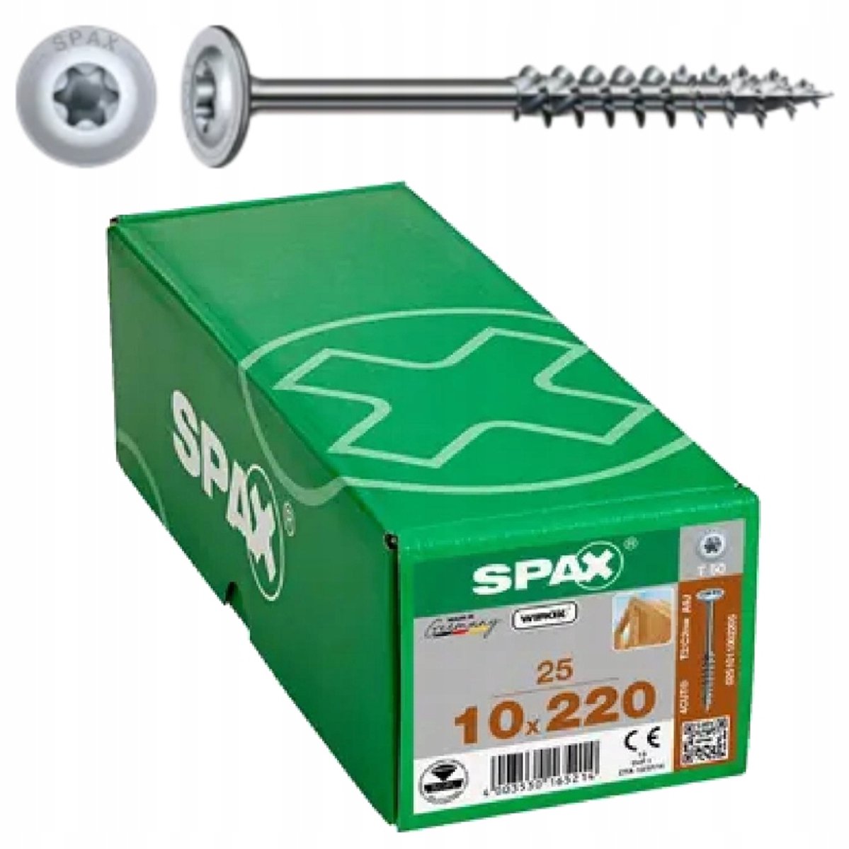 Spax houtbouw schroeven 10x220mm WIROX platkop 25 stuks