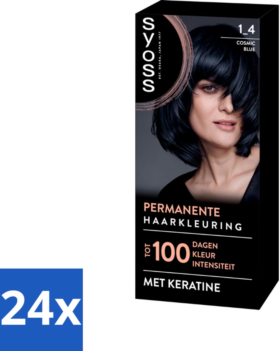SYOSS - Coloration 1-4 Cosmic Blue - Haarverf - Grijsdekking - Vermindert Haarbreuk - Voordeelverpakking - 24 stuks